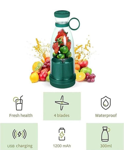 6 Blade Smoothie Maker USB Juicer Bottle Blender | Rechargeable Portable Blender For Juices, Shakes, Smoothies, Protien Shakes (410ML)